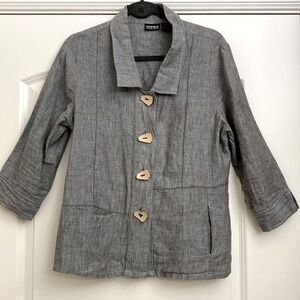 NTCO Nomadic Traders linen blouse top womens S artsy buttons Lagenlook coastal